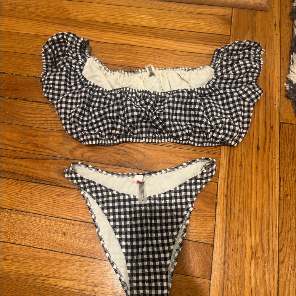 SOLID & STRIPED Black and White Gingham Bikini Set